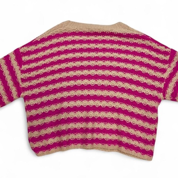 Gilli Pink/Tan Striped Sweater‎ Oversized Womens S Fall Knits Preppy - Picture 4 of 4